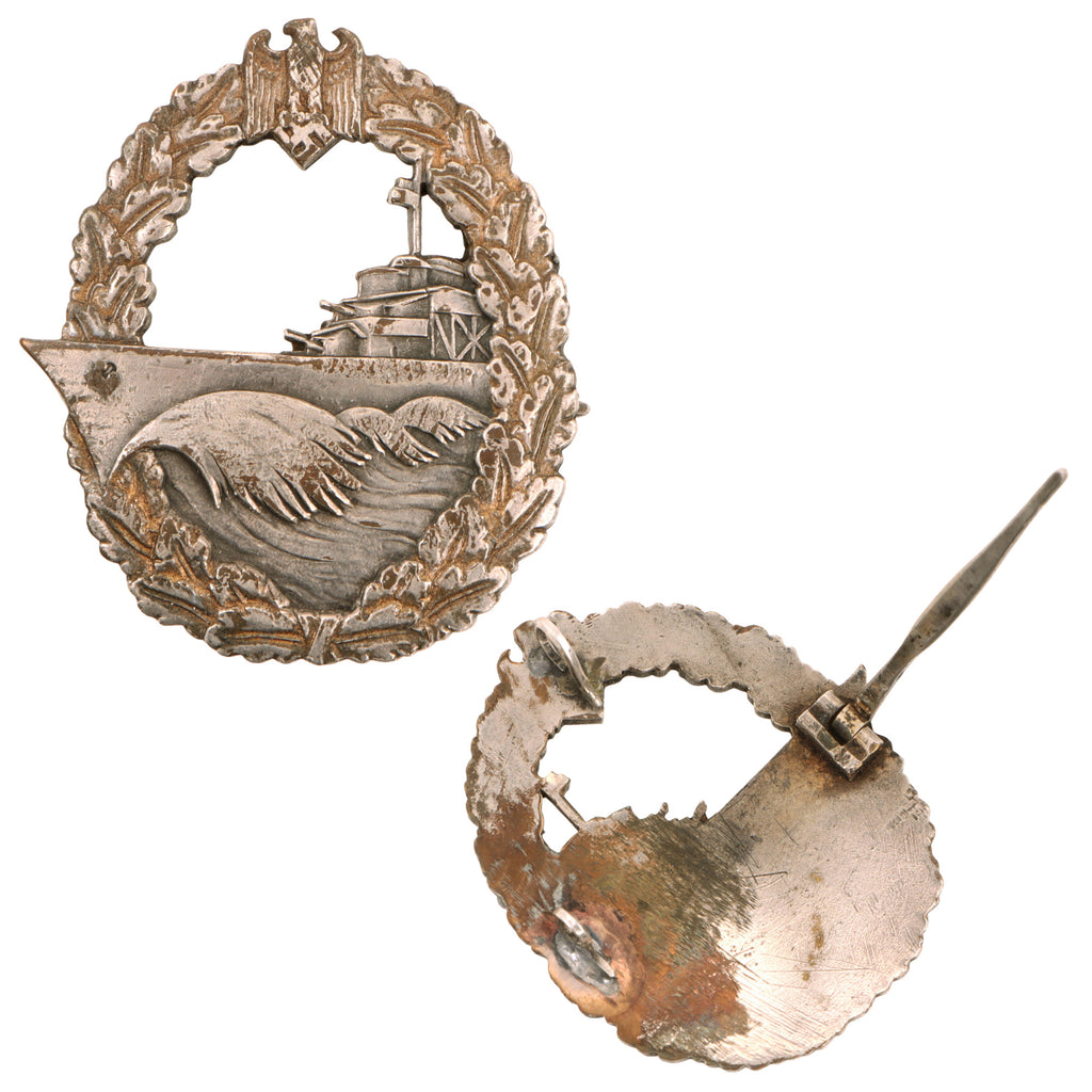 Original German WWII Kriegsmarine Destroyer War Badge with Replaced Pin