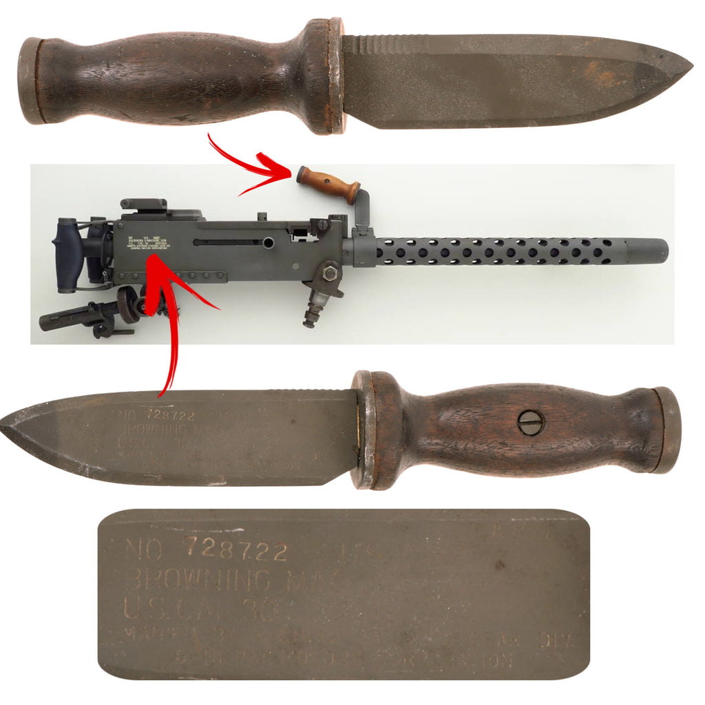 Original U.S. WWII Era Fighting Knife Made from M1919A4 Browning Machine Gun Receiver & Carry Handle Original Items