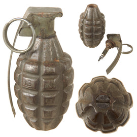 Original U.S. WWII Inert MkII Pineapple Grenade with Early Screwbottom Body & M10A3 Fuze