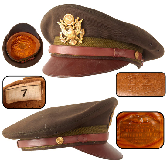 Original U.S. WWII USAAF Officer’s Visor Cap by Superior Uniform Cap Co. of Chicago - Size 7 Original Items