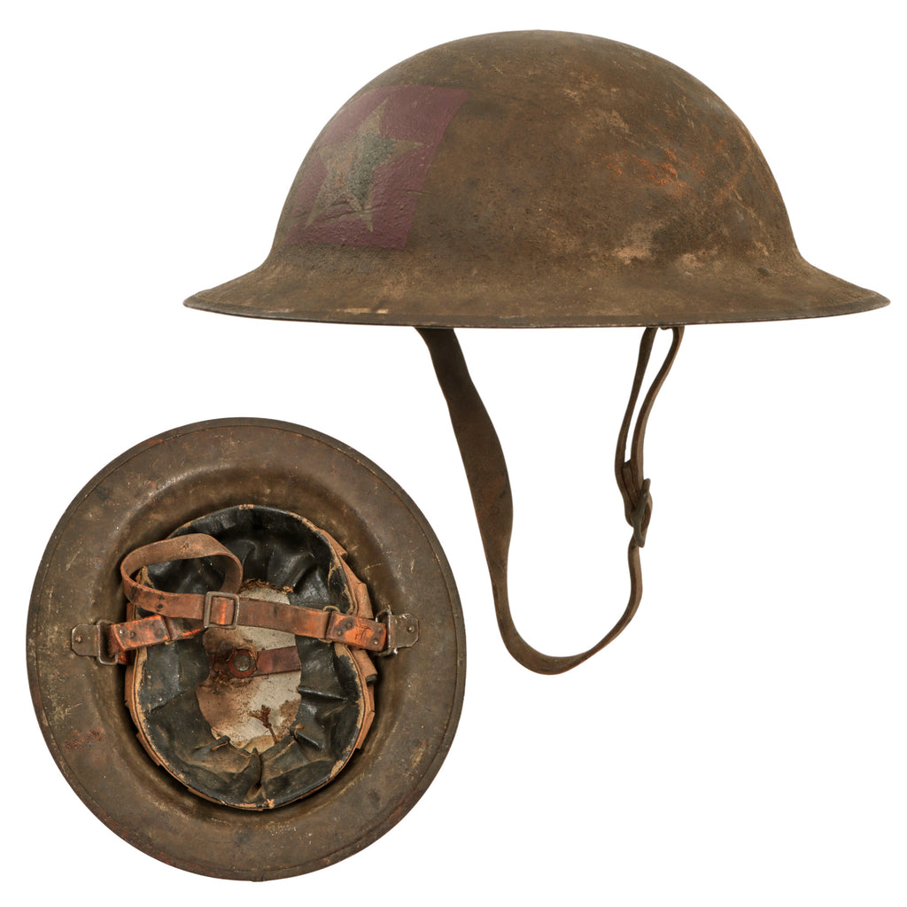 Original U.S. WWI M1917 Doughboy Helmet With Museum Quality Post War Period-Correct Painted Insignia - 8th Machine Gun Company, 5th Marine Regiment, 2nd Infantry Division