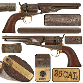 Original U.S. Civil War Colt Model 1861 Navy .36 Caliber Percussion Revolver, First Year Production with Cylinder Scene, Serial No. 3600, Made in 1861