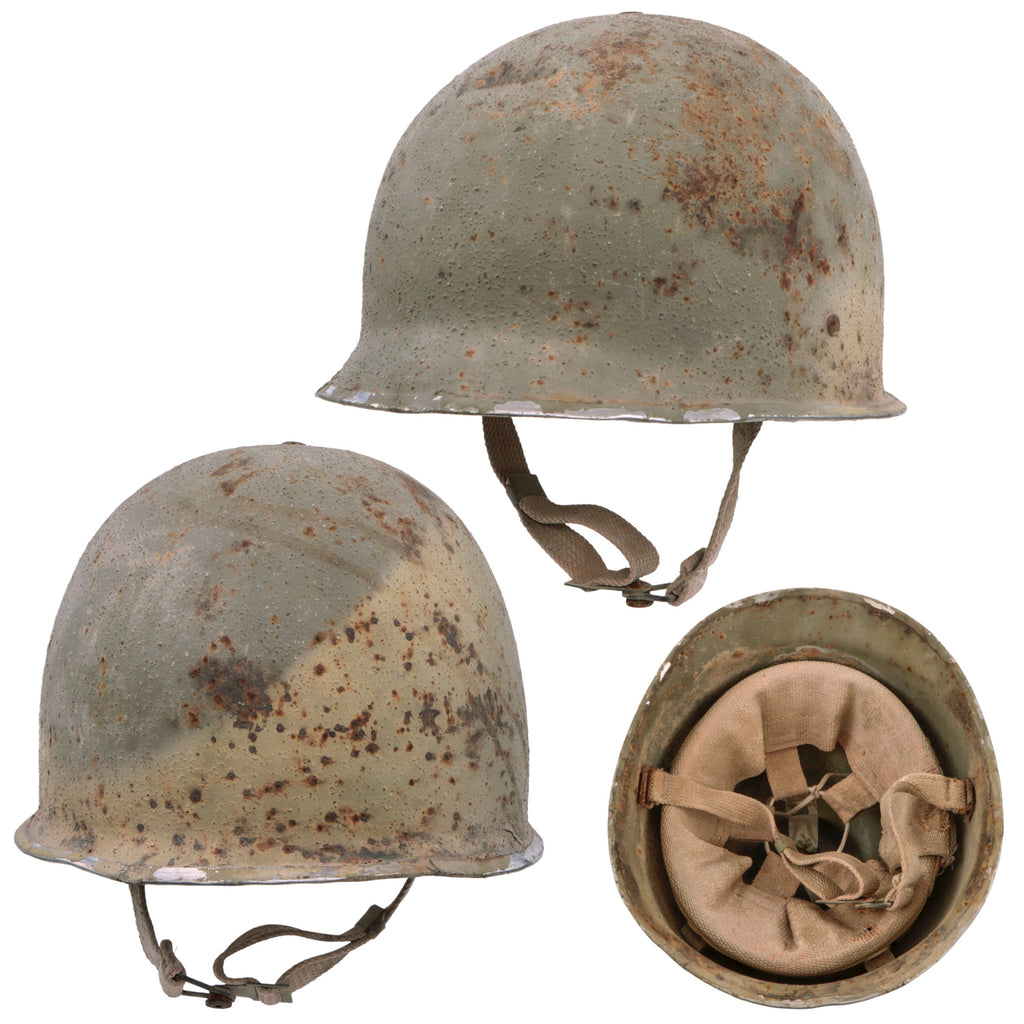 Original Iranian Cold War Era 2nd Pattern M62 Steel Helmet with Liner & Chinstrap - Rare