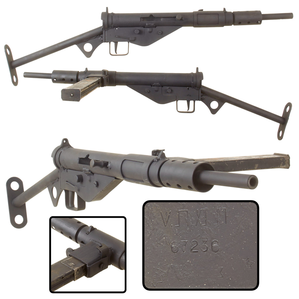 Original British WWII Sten MkII Inert Display Submachine Gun with "T" Butt Stock and Magazine, Serial No. 67236, Israeli Marked Original Items