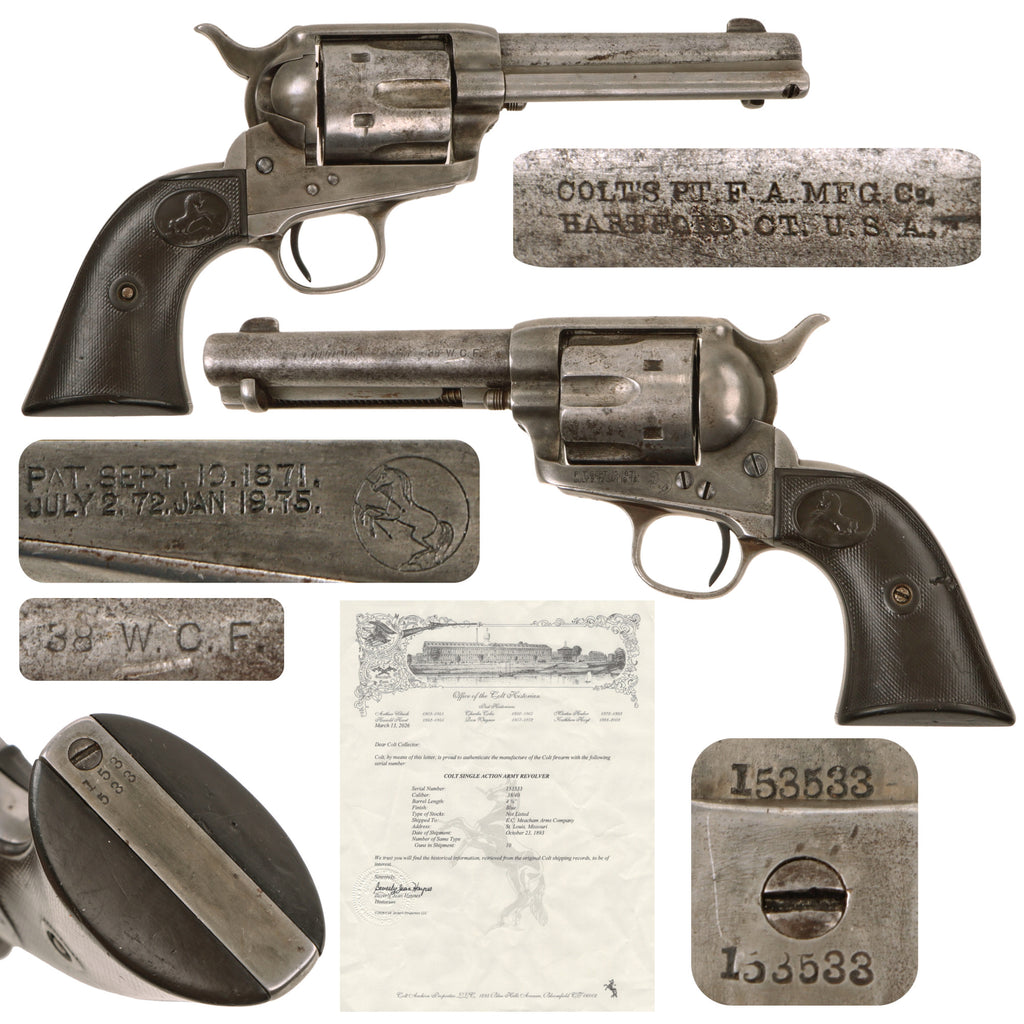 Original U.S. Colt .38-40 W.CF. Single Action Army SAA Revolver Made in 1893 with 4 3/4" Barrel and Factory Letter - Serial 153533