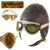 Original German WWII Luftwaffe LKpW101 Leather Winter Flying Helmet with Goggles - RBNr-Marked - Size 55 Original Items