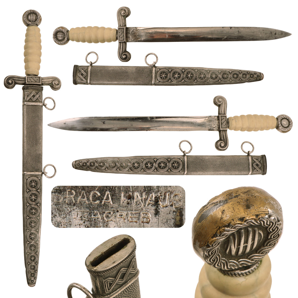 Original Croatian Land Army Model 1941 Dagger by Braca Knaus of Zagreb with Scabbard Original Items