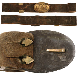 Original U.S. Civil War Enlisted Man’s Blackened Buff Leather Waist Belt with Model 1839 Belt Buckle