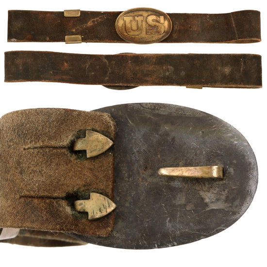 Original U.S. Civil War Enlisted Man’s Blackened Buff Leather Waist Belt with Model 1839 Belt Buckle