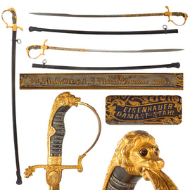 Original Imperial German WWI Outstanding Triple-Etched Damascus Steel Artillery Officer’s Sword with Gold-Inlay & Fire-Bluing by Weyersberg Kirschbaum & Cie - Dated 1895