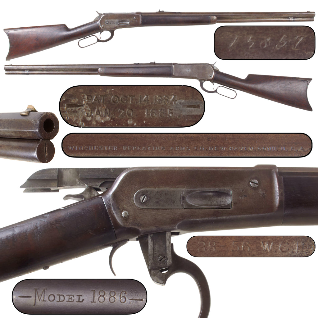 Original U.S. Winchester Model 1886 .38-56 W.C.F. Lever Action Sporting Rifle with 26" Octagonal Barrel, Made in 1888, Serial No. 15857