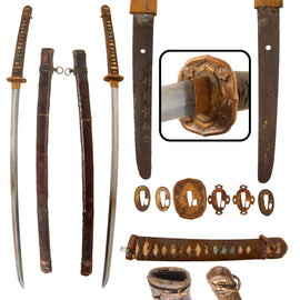 Original Japanese WWII Type 98 Shin-Gunto Katana Sword by NAGAMURA KIYONOBU with Leather Covered Aluminum Scabbard