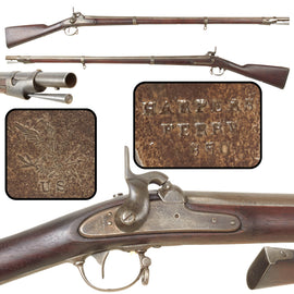 Original U.S. Civil War Era Springfield Model 1842 .69 Caliber Percussion Musket by Harpers Ferry, 1850 Dated