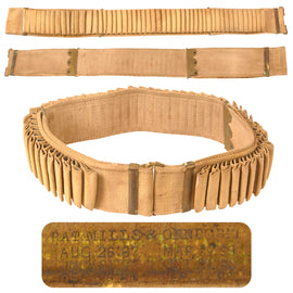 Original U.S. Spanish American War 1894 100-Round .30-40 Krag Double Ammunition Belt by Mills & Orndorff in Tan
