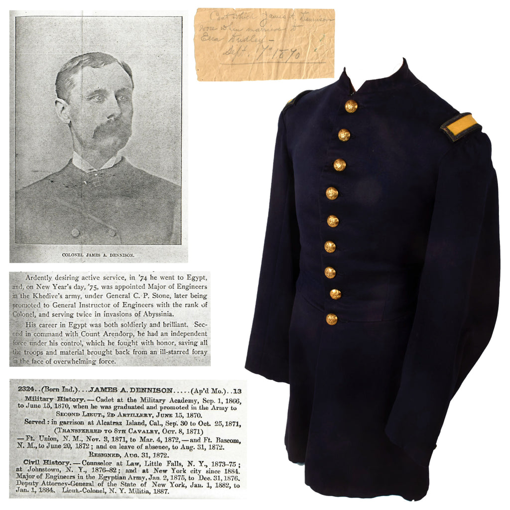 Original U.S. Civil War Era Colonel James A. Dennison Cavalry Officer’s Frock Coat - Led Two Invasions into Abyssinia for Khedivate of Egypt from 1874-1876 & Served at Alcatraz Original Items