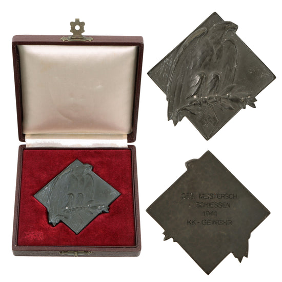 Original German WWII HJ 1941 Gebiet Shooting Championship Small-Bore Rifle Presentation Award with Case