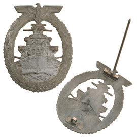 Original German WWII Kriegsmarine High Seas Fleet War Badge – Unmarked Late-War Zinc Construction