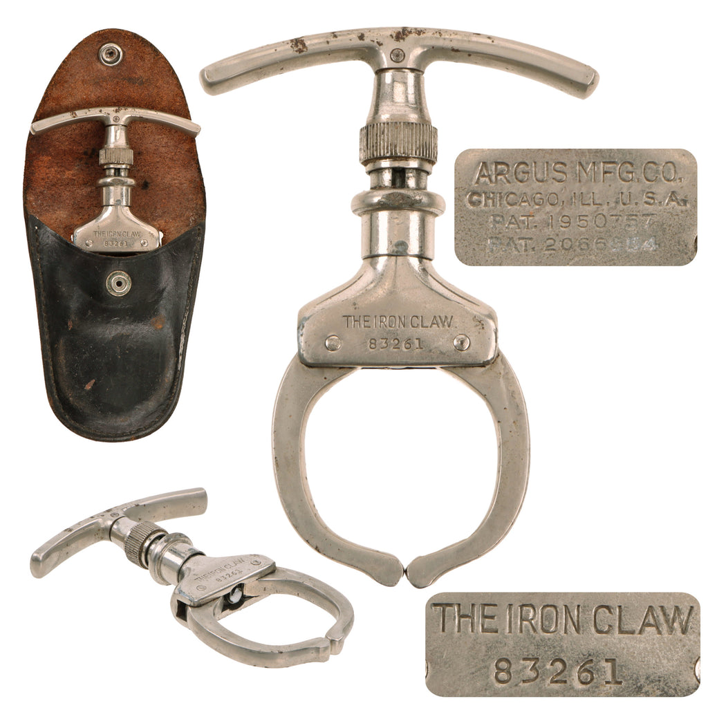 Original U.S. WWII Era “The Iron Claw” Mechanical Come-Along Handcuff with Period Case