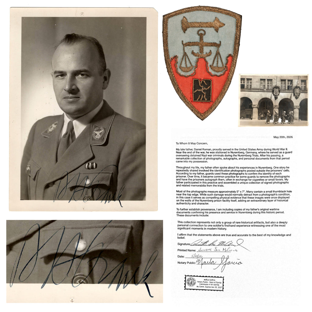 Original Nuremberg Trials Signed Photograph of Hans Frank Acquired Directly from a U.S. Army Guard Who Served at the Nuremberg Prison, 1945-1946 Original Items