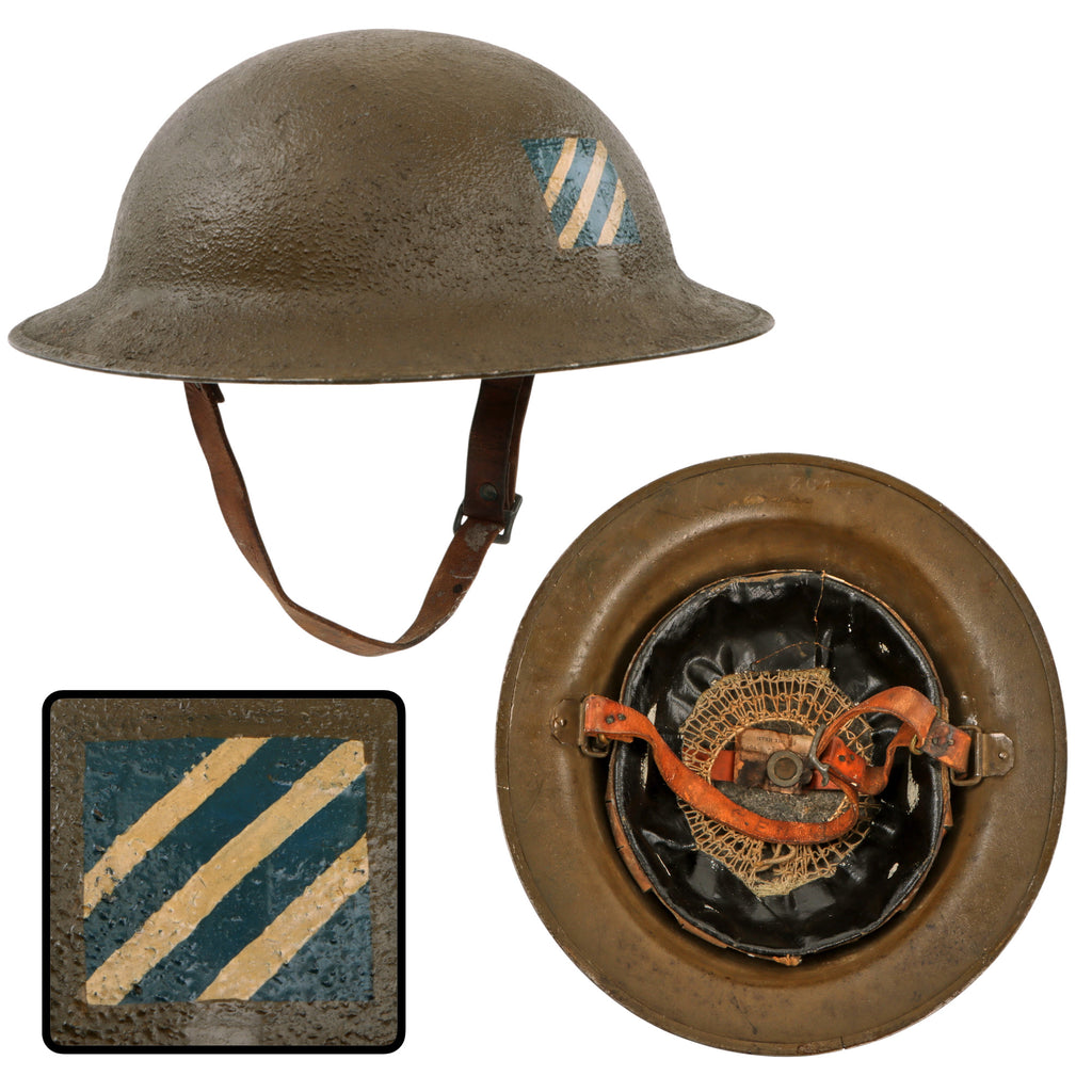 Original U.S. WWI Complete 3rd Infantry Division M1917 Doughboy Helmet with Faded Name on Chinstrap - “Rock of the Marne”