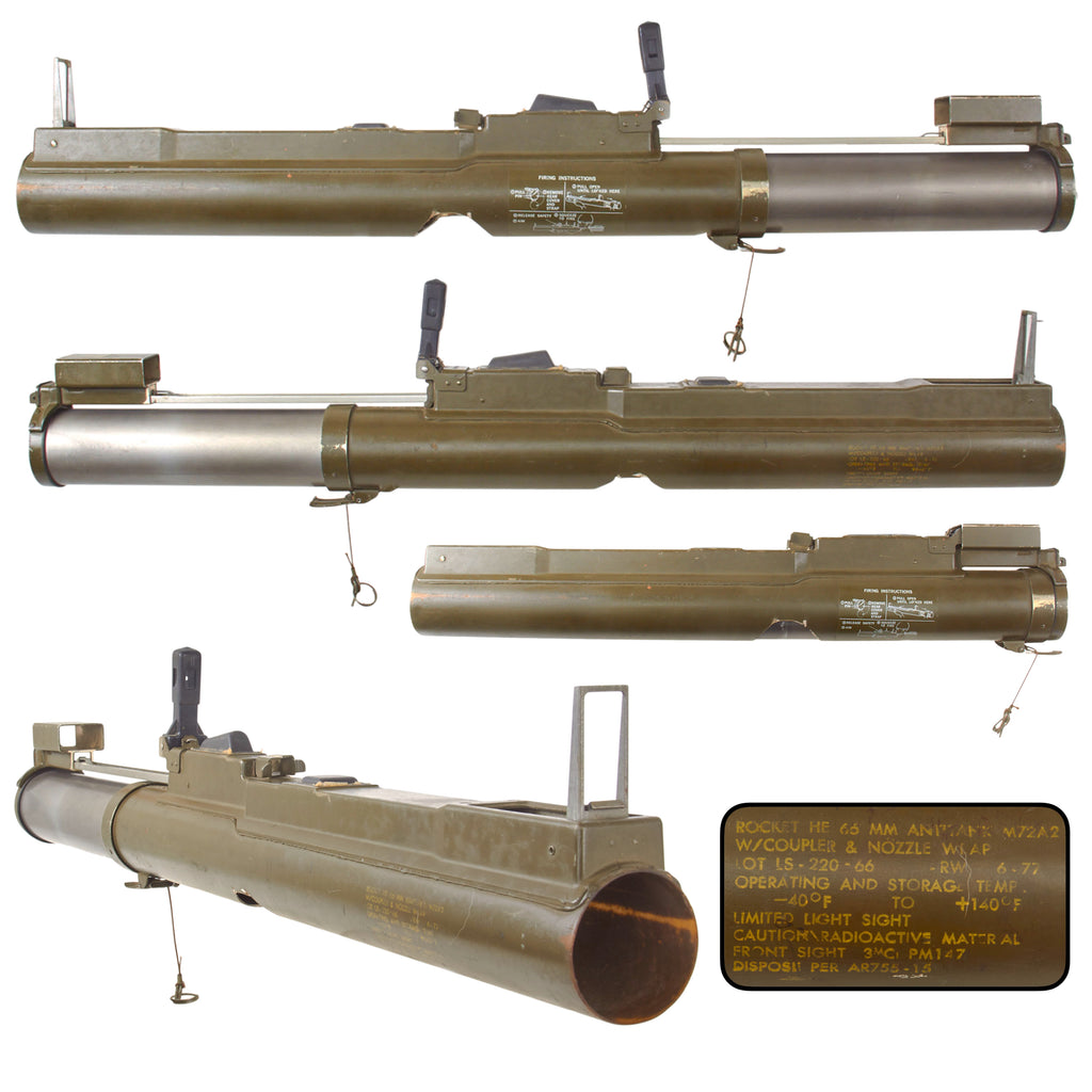 Original U.S. Cold War Era M72A2 Light Anti-Armor Weapon “LAW” Tube with Coupler & Nozzle Wrap - Incomplete - Dated 1977