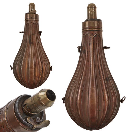 Original U.S. Civil War Fluted Powder Flask by Frary, Benham & Co. Original Items