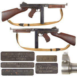 Original U.S. WWII Thompson M1 Display Submachine Gun Serial NO. 60520 with Original Kerr Sling and Magazine - Original WWII Parts