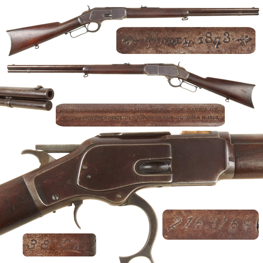 Original U.S. Winchester Model 1873 .38-40 Repeating Rifle Made in 1886 with 24" Round Barrel and Added Sling Swivels - Serial 216316B Original Items