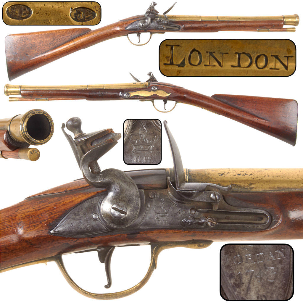 Original British 1743 Georgian Royal Navy Brass Barreled Flintlock Blunderbuss by Jordan of London