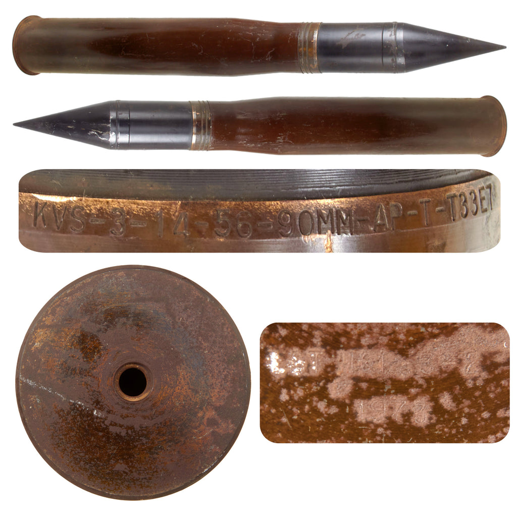 Original U.S. Vietnam War Era Inert 90mm T33 AP Armor Piercing Round with M108B1 Casing - Inert Original Items
