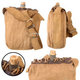 Original U.S. WWI Abercrombie and Fitch Canteen Set with Canvas Cover & Cork