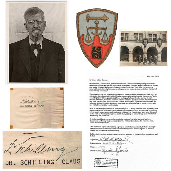 Original Nuremberg Trials Signature of Dr. Claus Schilling Acquired Directly from a U.S. Army Guard Who Served at the Nuremberg Prison, 1945-1946