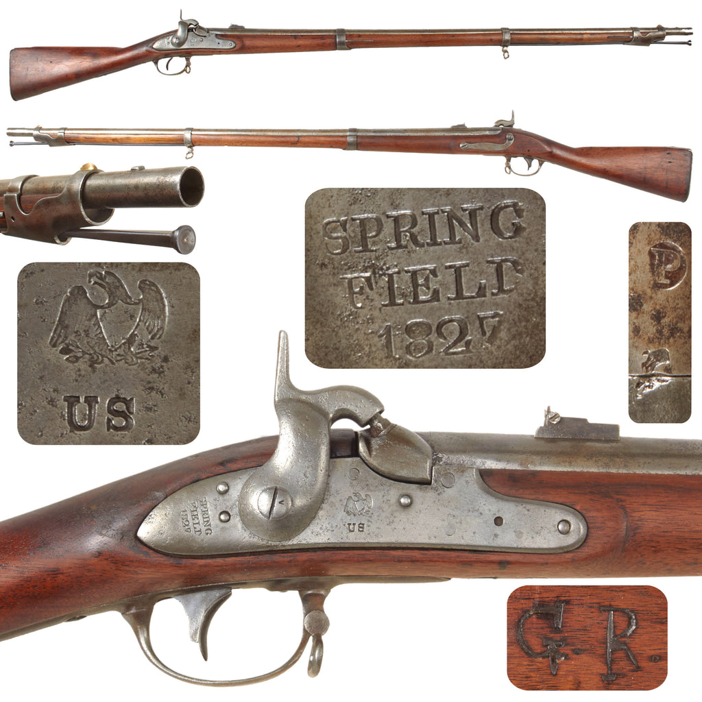 Original U.S. Civil War Era Springfield Model 1822 Percussion Converted Musket with Three Piece Stock - Dated 1827 Original Items