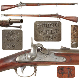 Original U.S. Civil War Era Springfield Model 1822 Percussion Converted Musket with Three Piece Stock - Dated 1827