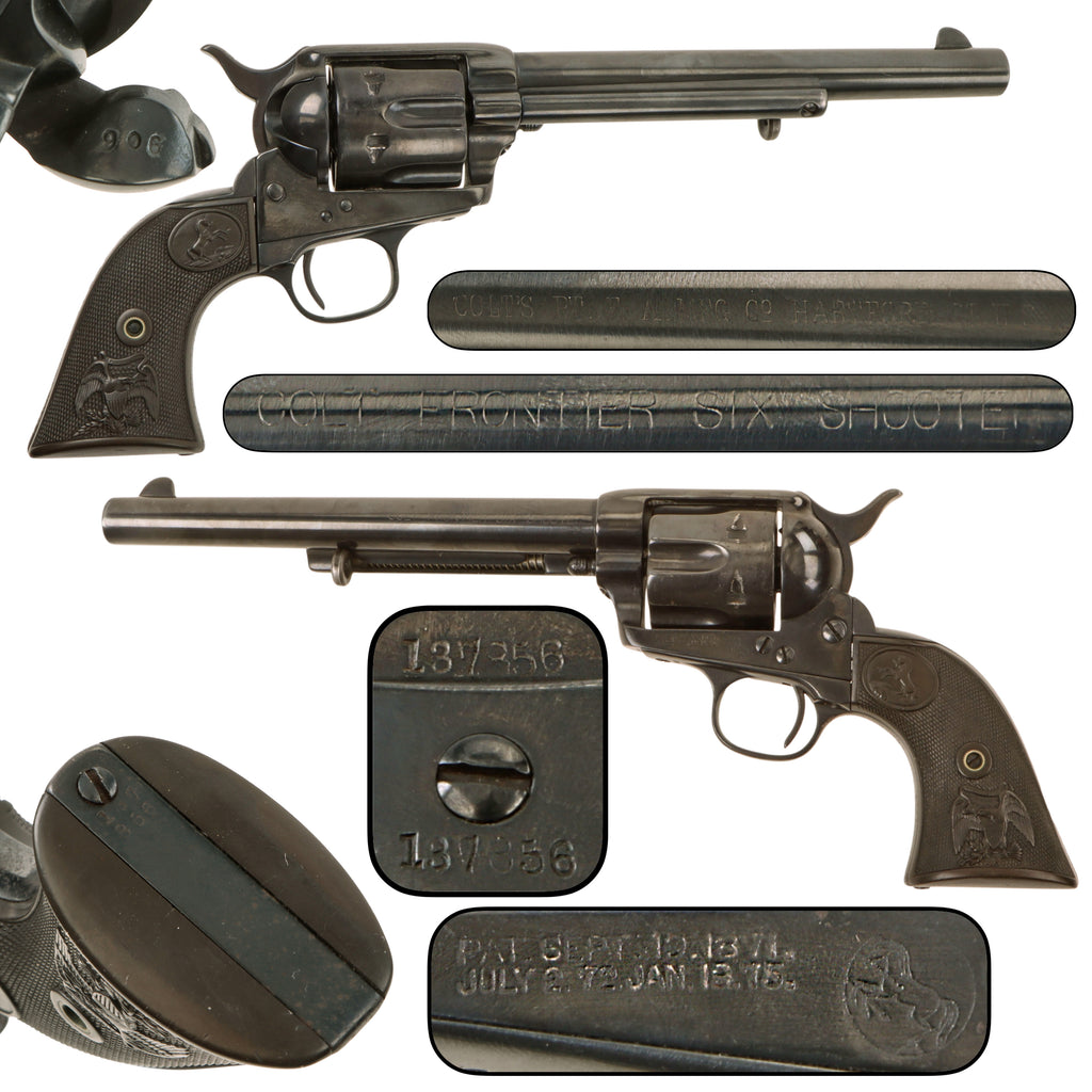 Original U.S. Colt Frontier Six Shooter .44-40 W.C.F. Single Action Army Revolver with 7 1/2" Barrel, Refinished, Made in 1891, Serial No. 137856
