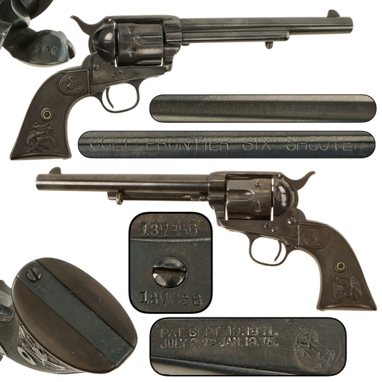 Original U.S. Colt Frontier Six Shooter .44-40 W.C.F. Single Action Army Revolver with 7 1/2" Barrel, Refinished, Made in 1891, Serial No. 137856