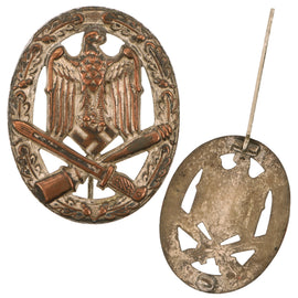 Original German WWII General Assault Badge in Silver - Rare Solid CupAl Construction, Unknown Maker