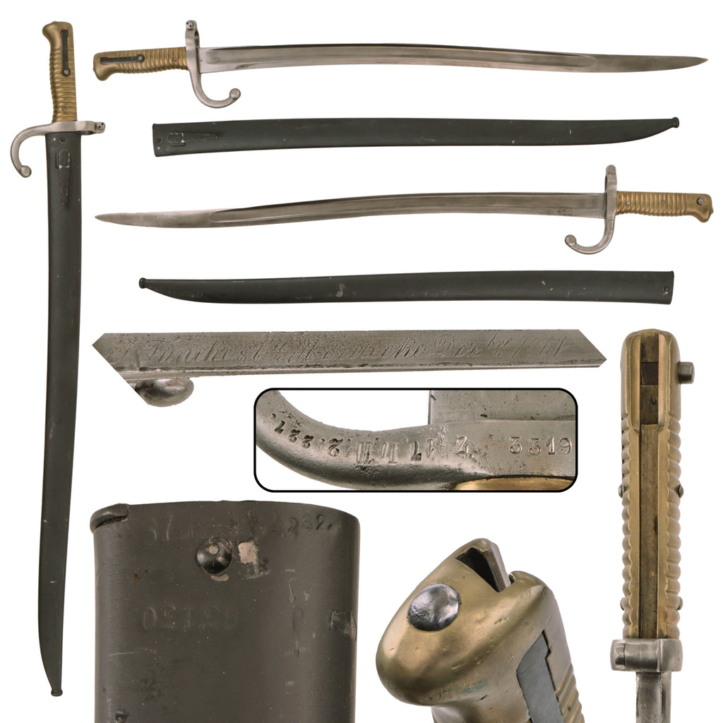 Original German Franco-Prussian War Reissued French M1866 Chassepot Saber Bayonet by J. Funcke & Cie with Scabbard - German Regiment Marked and Dated 1867 Original Items
