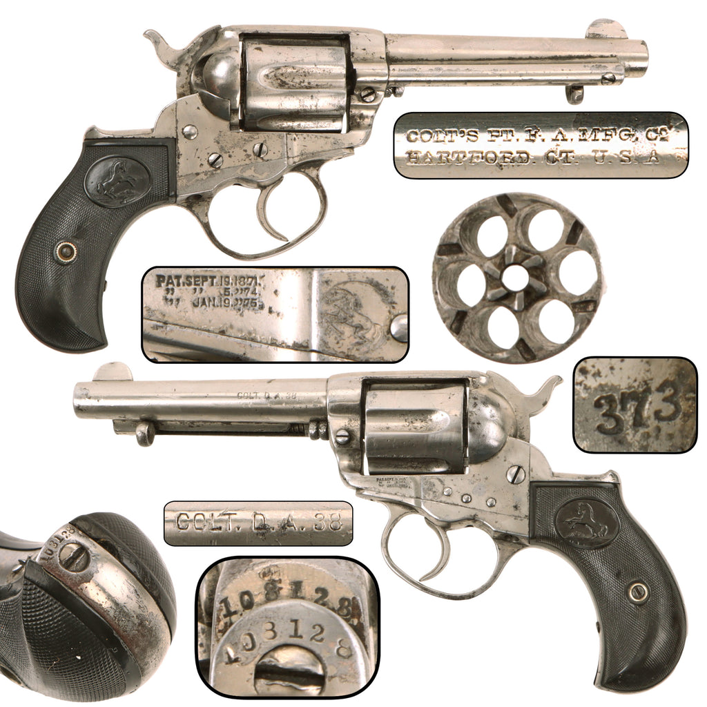 Original U.S. Colt Nickel-Plated M1877 .38cal Lightning Revolver with 4 1/2" Barrel Made in 1898, Serial No. 108128 Original Items