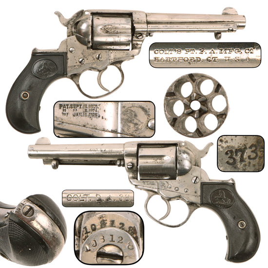 Original U.S. Colt Nickel-Plated M1877 .38cal Lightning Revolver with 4 1/2" Barrel Made in 1898, Serial No. 108128 Original Items