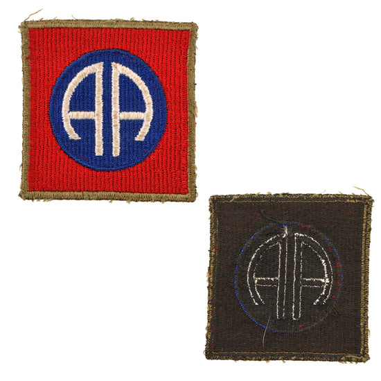 Original U.S. WWII Rare 82nd Airborne Division Shoulder Patch with OD Green Border and Black Back Original Items