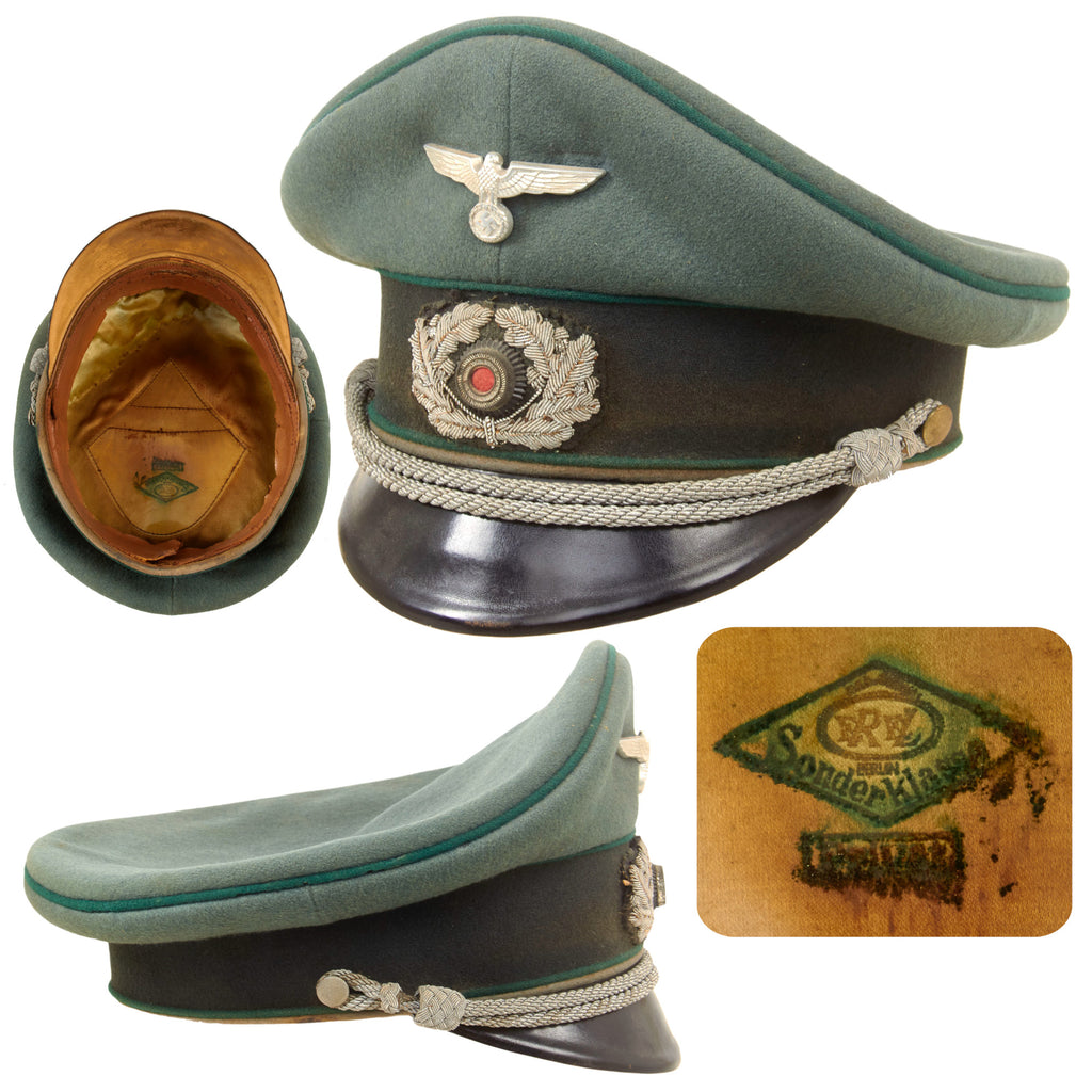 Original German WWII Heer Sonderführer Officer Schirmmütze Visor Crush Cap by EREL Privat, Double Marked, Size 58