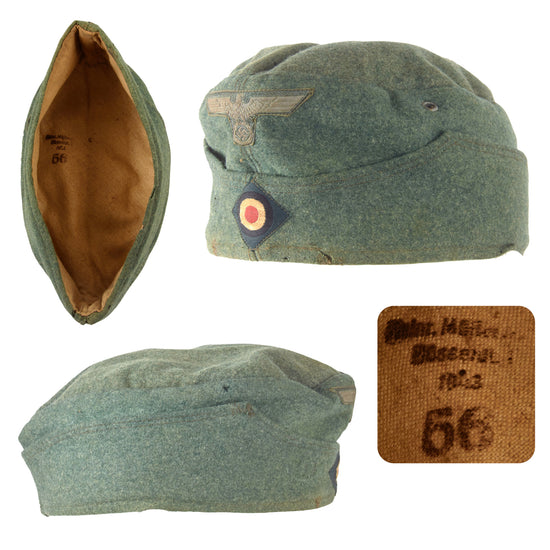 Original German WWII Heer Army EM-NCO Schiffchen M38 Overseas Cap in Size 56cm - Dated 1943 Original Items