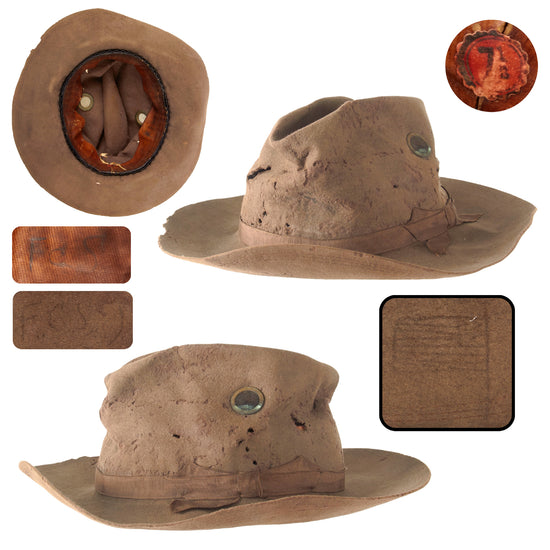 Original U.S. Philippine Insurrection Era M1899 Screen Vent Campaign Hat with Flag-Inscribed Brim and Original Sweatband - Size 7 1/8 Original Items