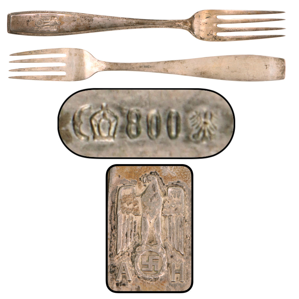 Original German WWII AH "Formal Pattern" 800 Silver Dinner Fork by Bruckmann & Söhne of Heilbronn Original Items