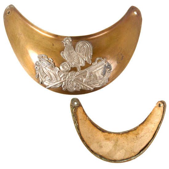 Original French 2nd Empire Reserve / Gendarmerie Officers’ Liberté, Ordre Public Brass Gorget with Leather Backing