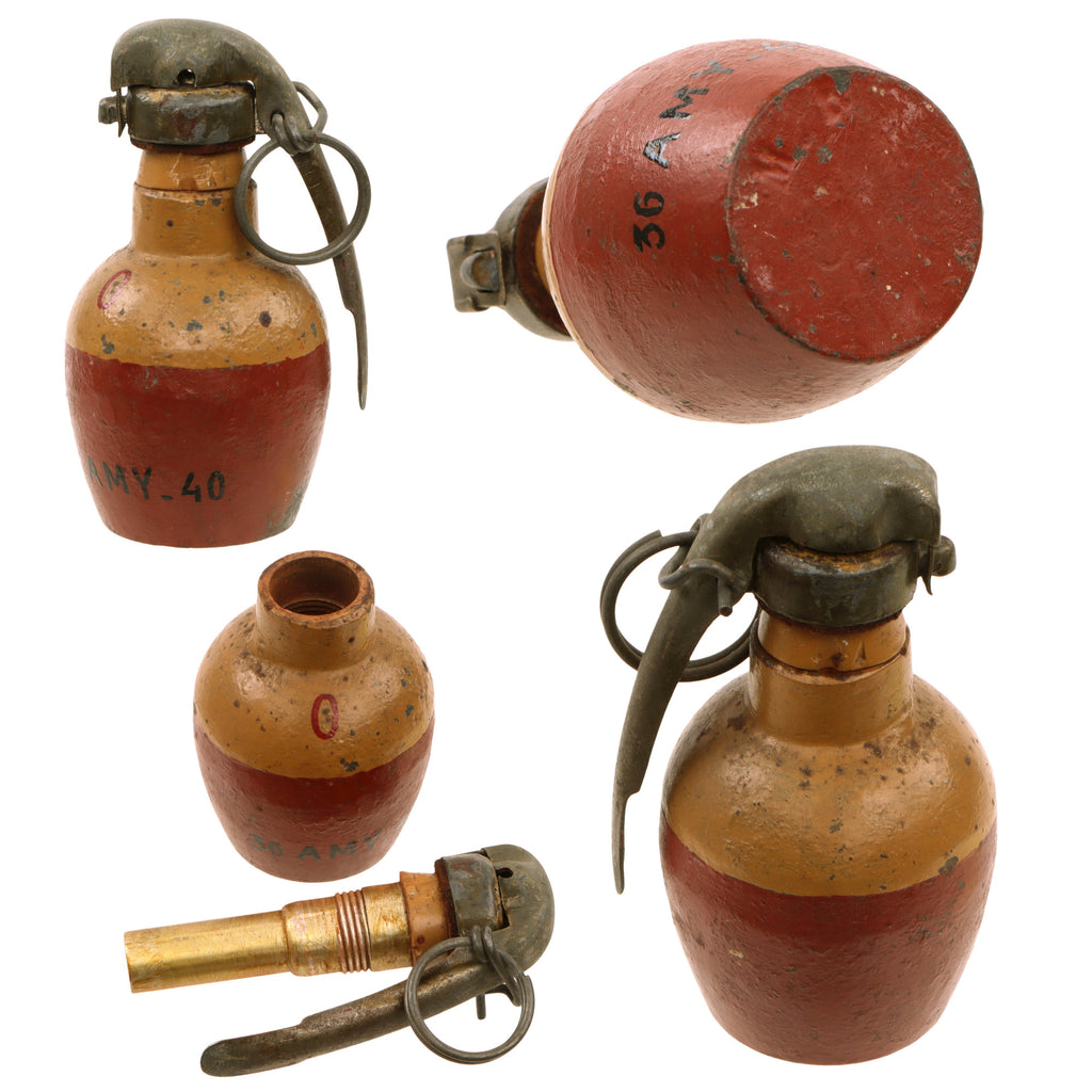 Original French WWII Inert Grenade à Main DF 37 Offensive Grenade with Billant Modèle 1916 Fuse Original Items