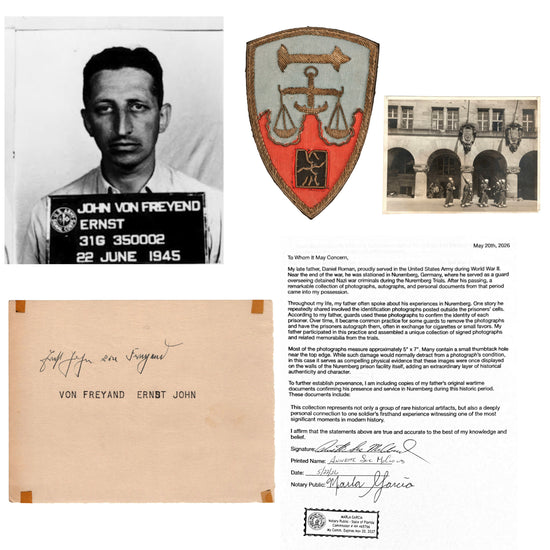 Original Nuremberg Trials Signature of Ernst John von Freyend - Army Adjutant at the Führerbunker and Nuremberg Witness - Acquired Directly from a U.S. Army Guard 1945–1946