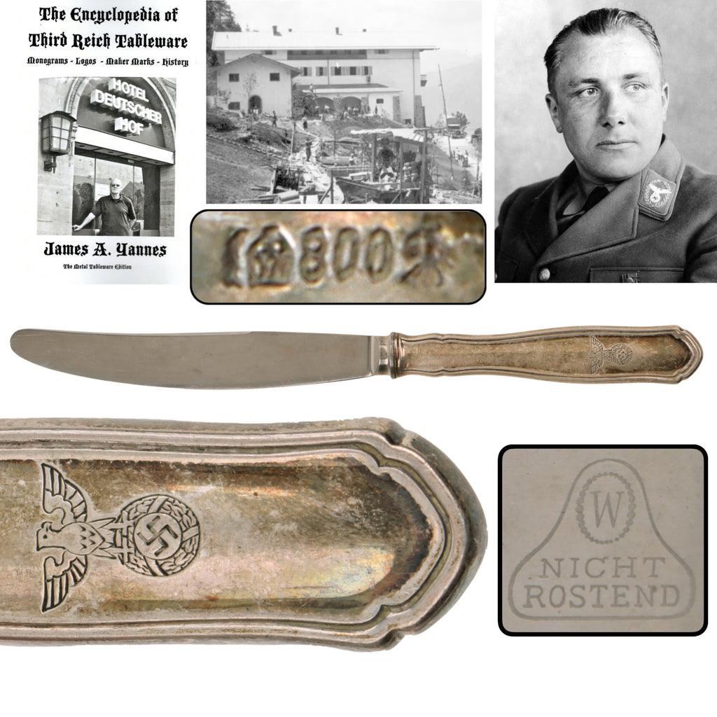 Original German WWII 800 Silver Berghof “House Service” Luncheon Knife by Bruckmann & Söhne