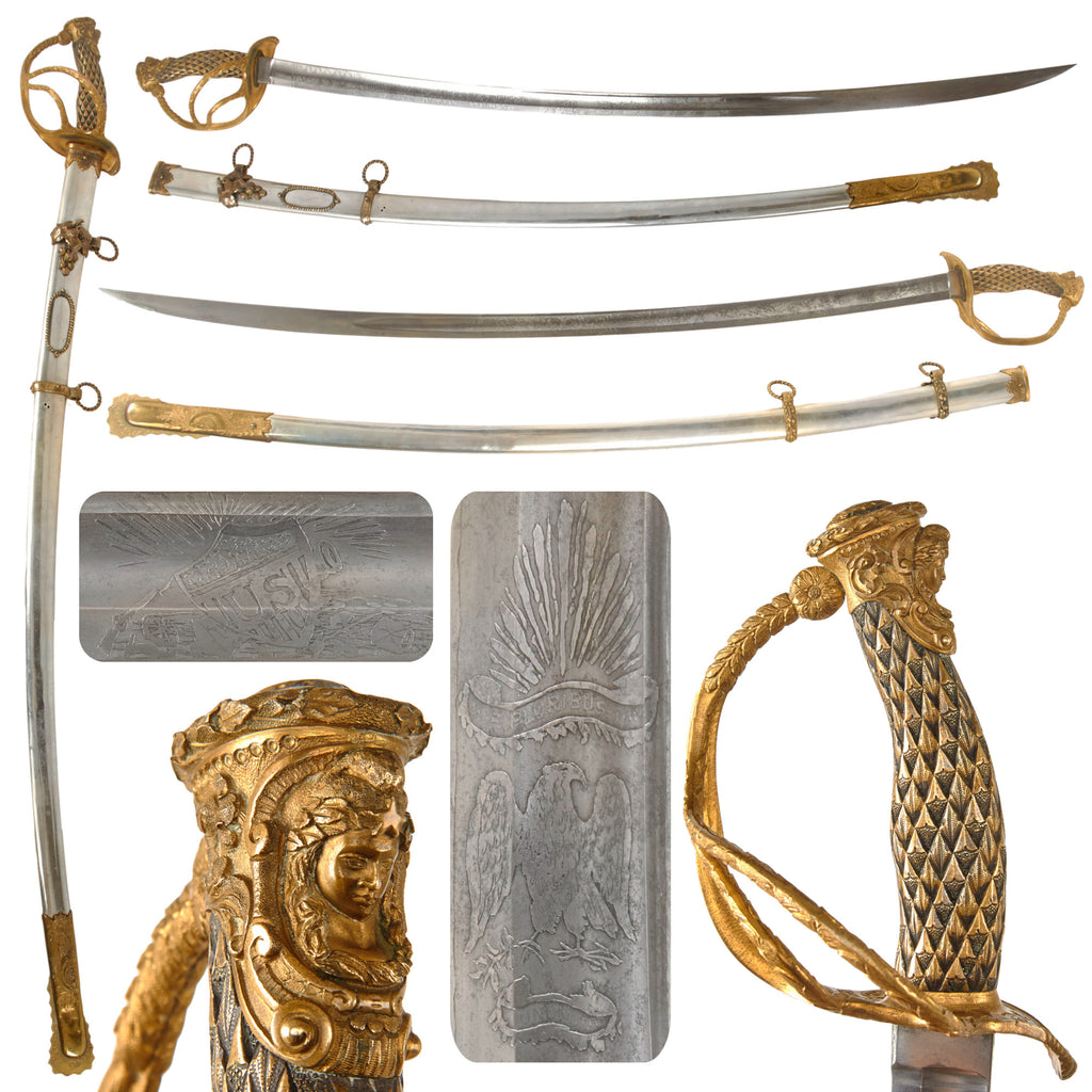Original U.S. Civil War Outstanding Officer’s Presentation Sword & Scabbard with Gilded Brass Hilt & German-Made Blade with Meticulous Federal Eagle Etching